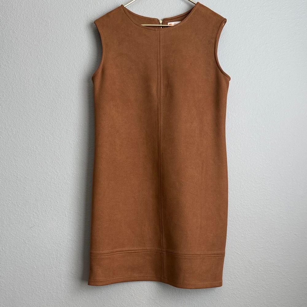 Jude Connally Suede-Look Sleeveless Mini Dress in Brown